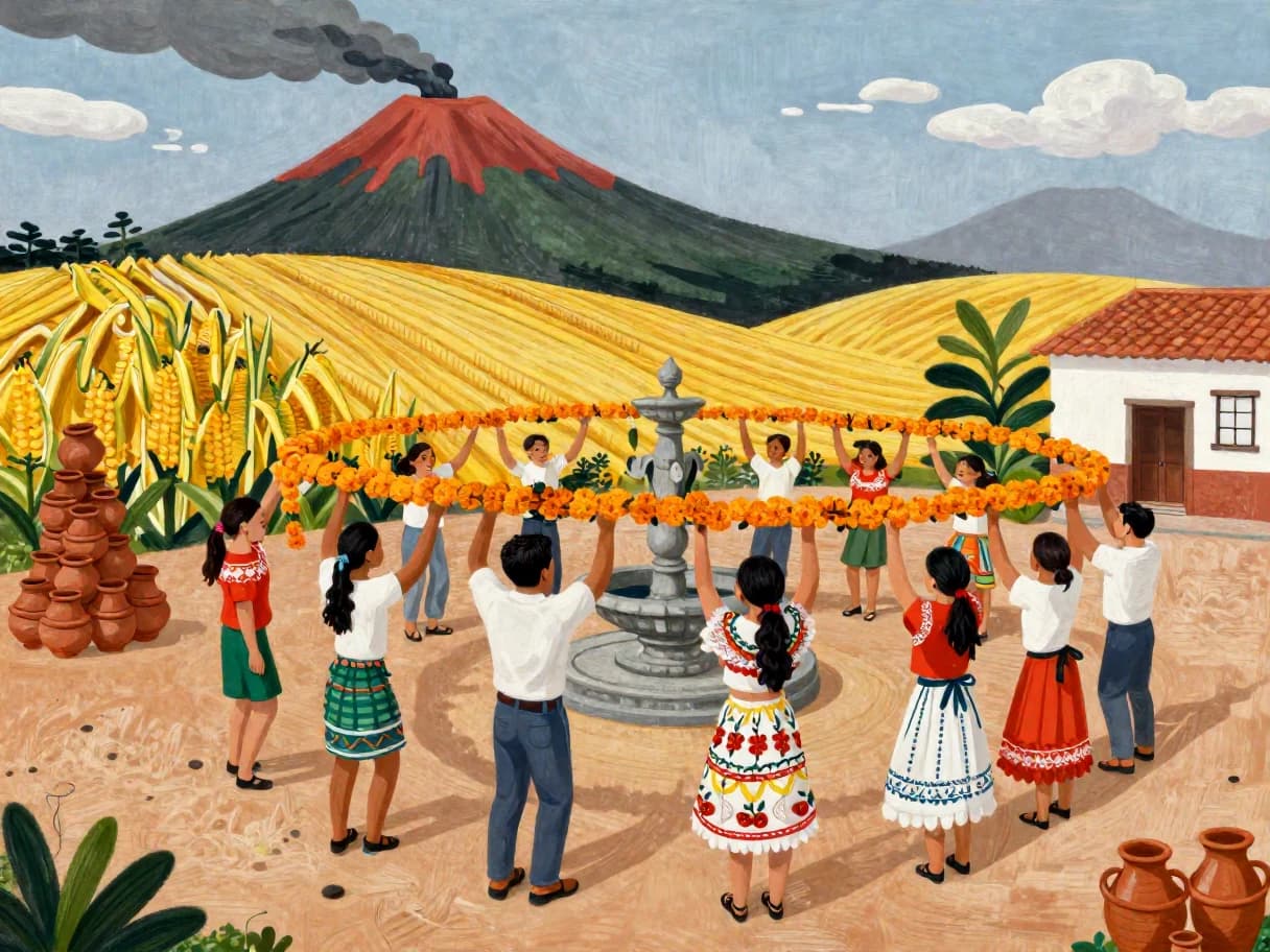 마리골드 수확의 춤 — 프리다 · 멕시코 · 라틴아메리카 벽화